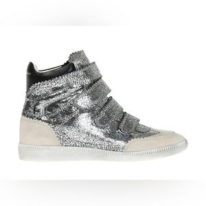 Isabel Marant Bilsy Silver Wedge Sneakers